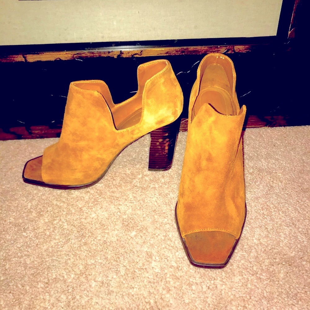 👠Zara Women Brown Suede Open Toe Ankle Boot BF36